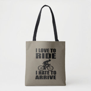 Motivational funny cycling quotes tote bag