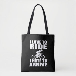 Motivational funny cycling quotes tote bag