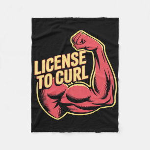 Motivational Funny Gym Humour Biceps Gains License Fleece Blanket