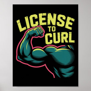 Motivational Funny Gym Humour Biceps Gains License Poster