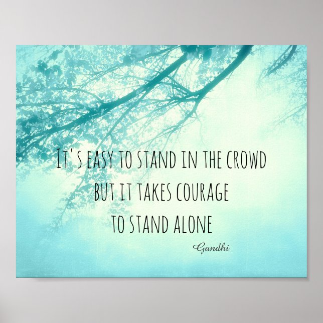 motivational Gandhi quote poster blue nature art (Front)
