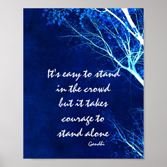 motivational Gandhi quote poster on blue and white (Front)