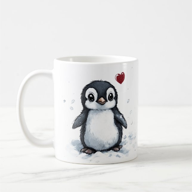 Motivational Gift, Fluffy Penguin, Friendship,  Coffee Mug (Left)