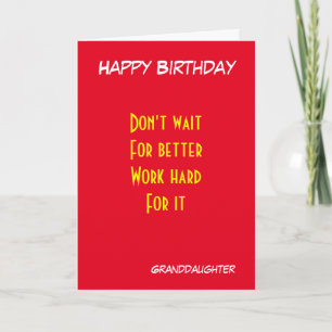 motivational granddaughter birthday card