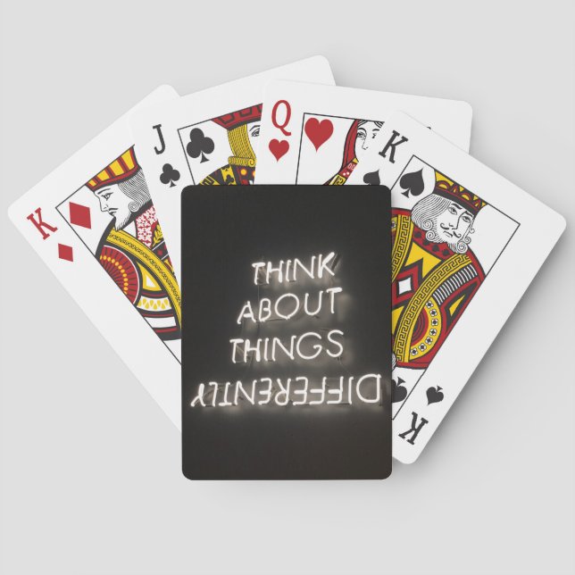 Motivational Graphics Thinking Differently White Playing Cards (Back)