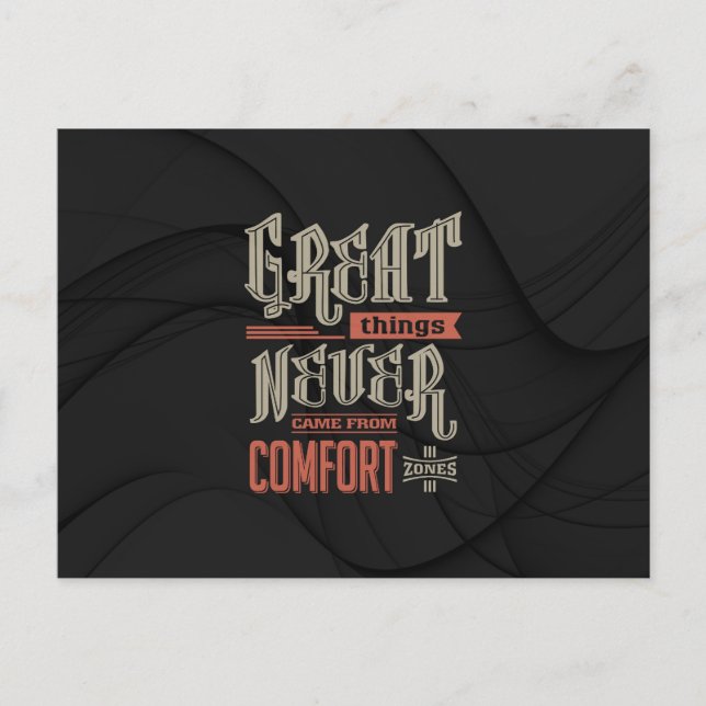 Motivational - Great things never Postcard (Front)