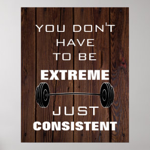 Motivational Gym Workout Fitness quote rustic wood Poster