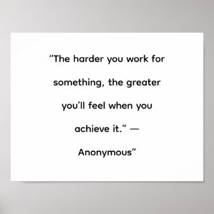 Motivational Hard Work Quotes Poster Art Print