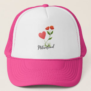 Motivational Heart & Flower Trucker Hat