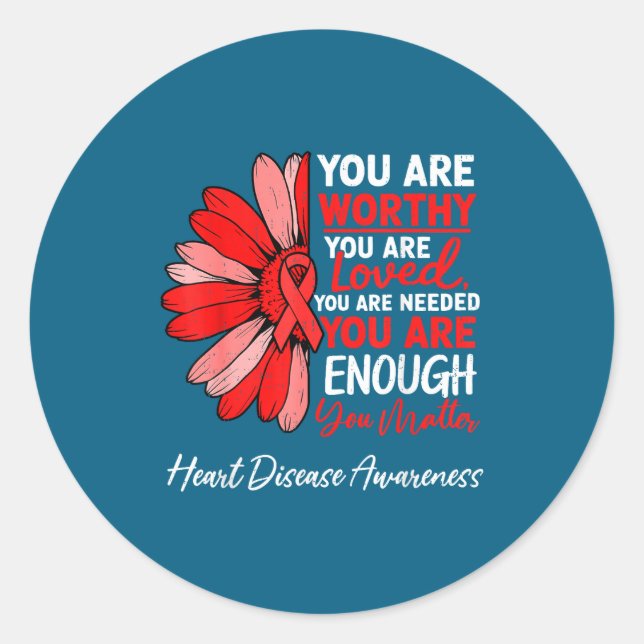 Motivational Heart Health Heart Disease Awareness  Classic Round Sticker (Front)