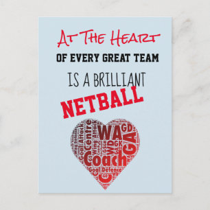 Motivational Heart Netball Coach Quote Postcard