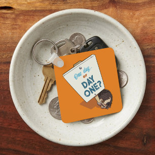 Motivational Hedgehog One Day Or Day One? Cartoon Key Ring