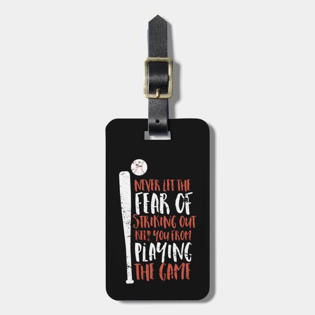 Motivational Inspirational Sports Quote Baseball Luggage Tag (Front Vertical)