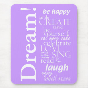 motivational inspirational words - dream, laugh mouse mat
