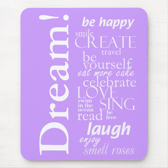 motivational inspirational words - dream, laugh mouse mat (Front)