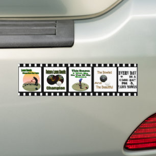 Motivational Lawn Bowls Designs In Photo Strip, Bumper Sticker