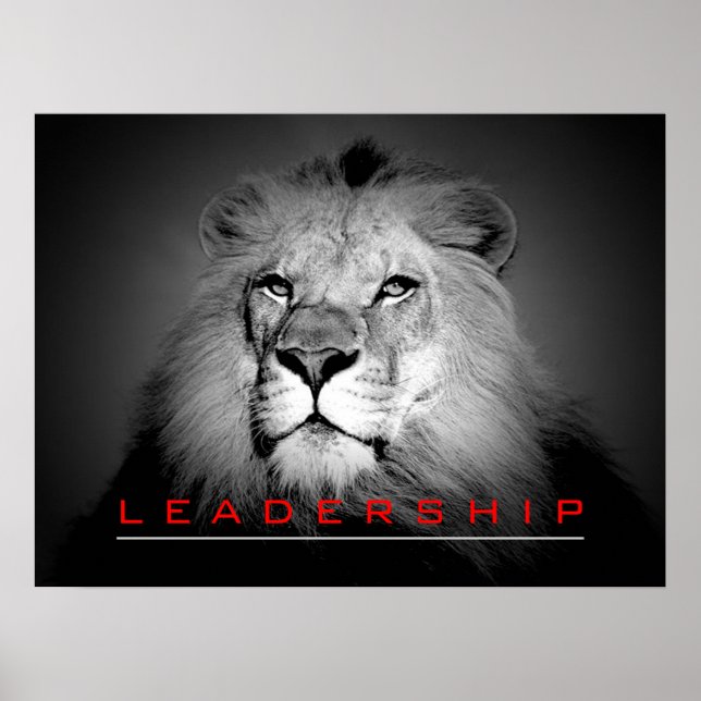 Motivational Leadership Courage Lion Poster Print (Front)