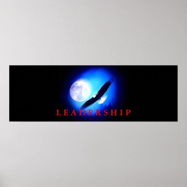 Motivational Leadership Flying Eagle Blue Poster (Front)