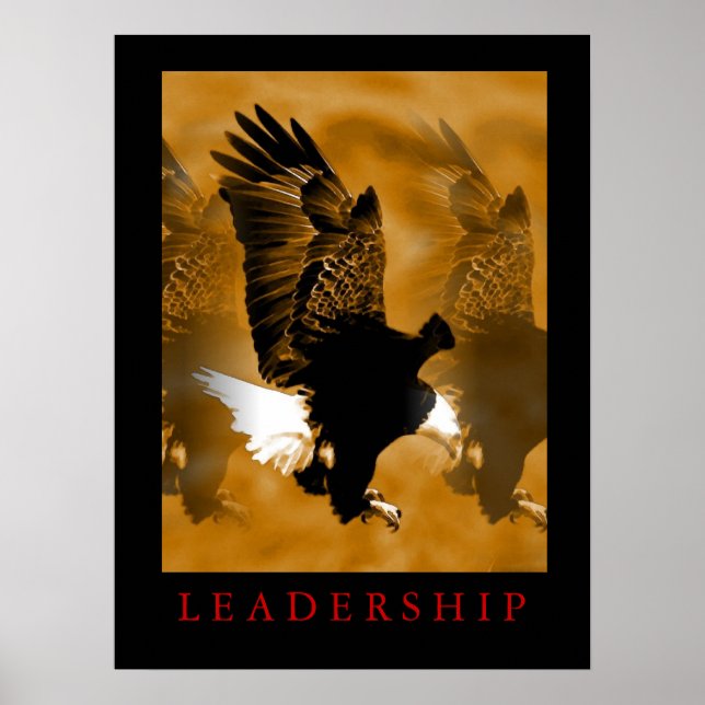 Motivational Leadership Landing Eagle Poster (Front)