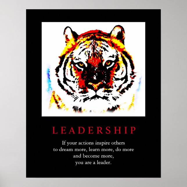 Motivational Leadership Pop Art Tiger Poster (Front)