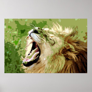 Motivational Leadership Roaring Lion Pop Art Poster