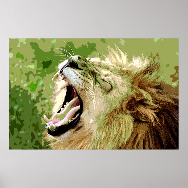 Motivational Leadership Roaring Lion Pop Art Poster (Front)