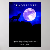 Motivational Leadership Wolf Blue Night Fullmoon