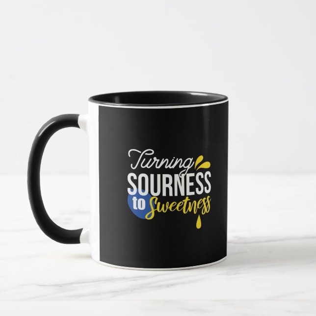 Motivational Lemon Quote From Sour to Sweet Mug (Left)