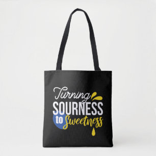 Motivational Lemon Quote From Sour to Sweet Tote Bag