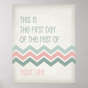 Motivational life quote art typography Chevron Poster
