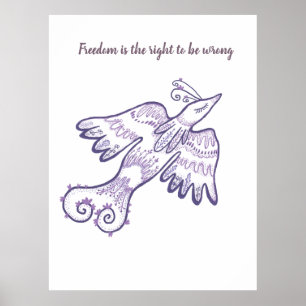motivational line art bird poster