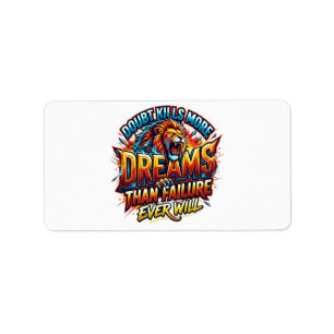 Motivational Lion Quote Small Business Address Lab Label