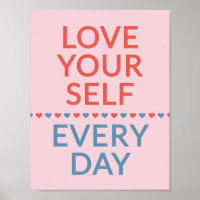 Motivational Love Quote Red And Blue Hearts Pink