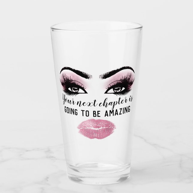 Motivational  Makeup Lashes Blogger Pink Kiss Glass (Front)