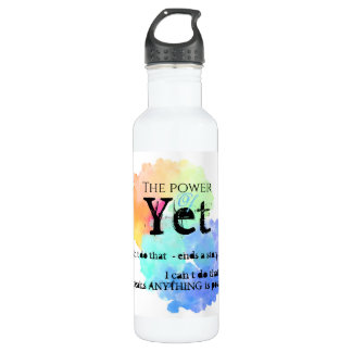 Motivational mantra, the power of yet, rainbow 710 ml water bottle