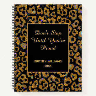 Motivational Marble leopard pattern brown black Notebook