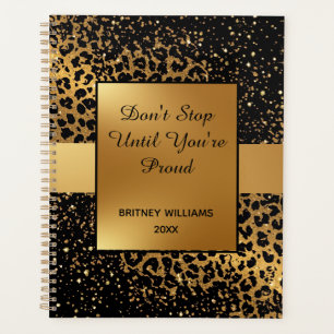 Motivational Marble leopard pattern brown black Planner
