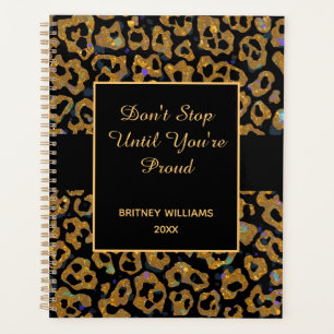 Motivational Marble leopard pattern brown black Planner
