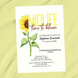 Motivational Midlife Sunflower Bloom 50th Birthday Invitation