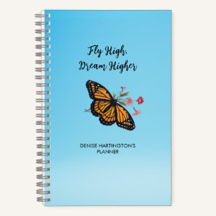 Motivational Monarch Butterfly Colourful Sky Blue Notebook