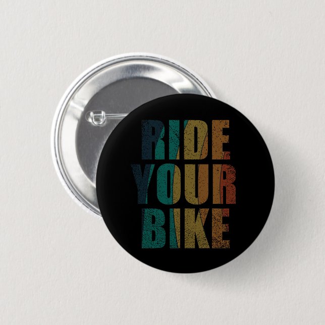 Motivational mountain biking quote 6 cm round badge (Front & Back)