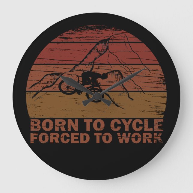 Motivational Mountain Biking Quote - Funny Cycling Large Clock (Front)