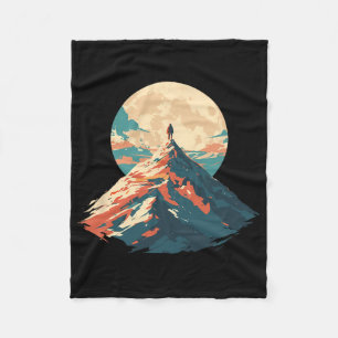Motivational Mountain Peak Climbing Design - Natur Fleece Blanket