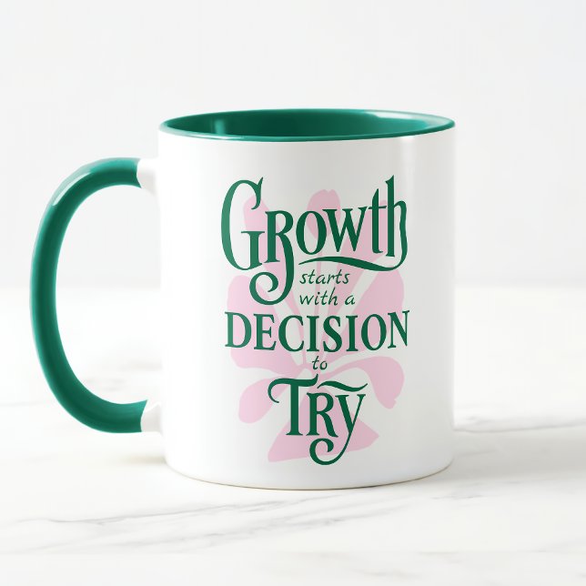 Motivational Mug – Growth Starts  (Growth Starts with a Decision to Try – Motivational Mug)