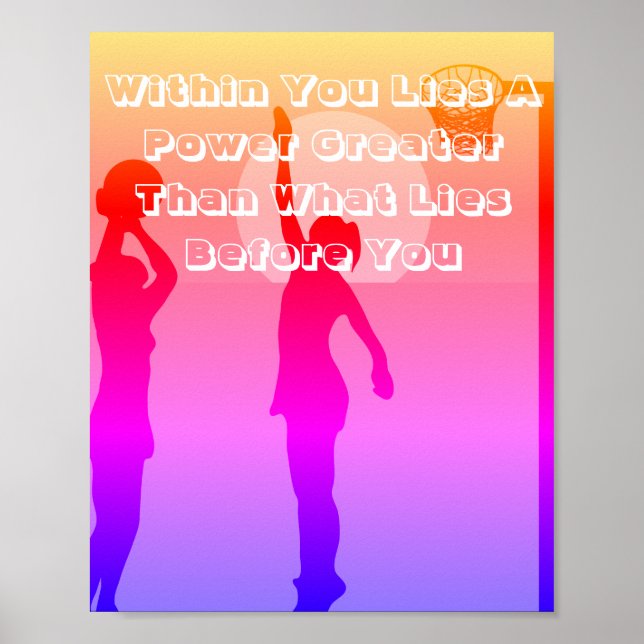 Motivational Netball Picture Quote Poster (Front)