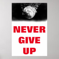Motivational Never Give Up Basketball Retro Style