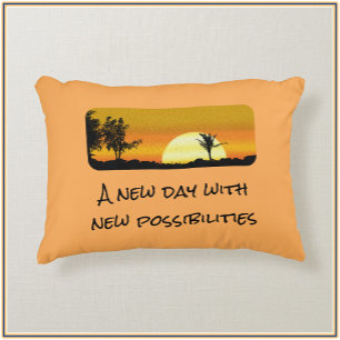 Motivational New Day Sunrise Decorative Cushion