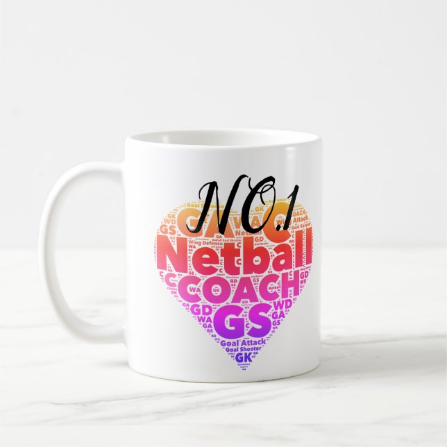 Motivational No.1 Netball Coach Coffee Mug (Left)