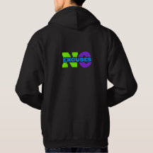 Motivational 'No Excuses' Black Hoodie for Men