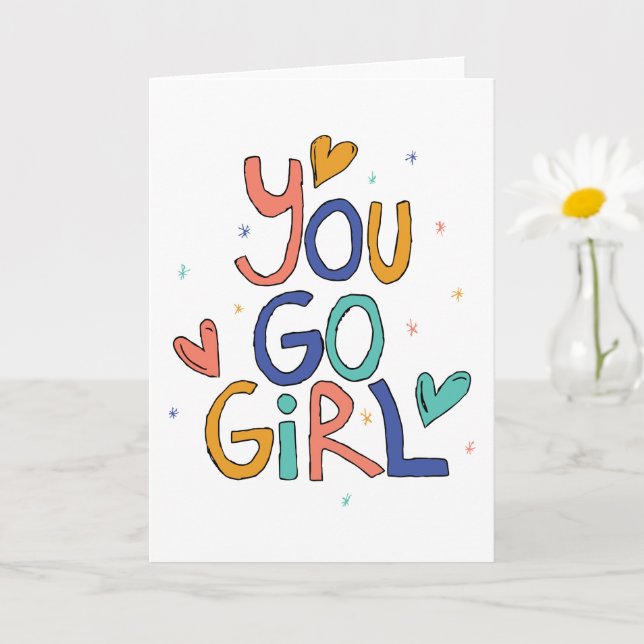 Motivational One Cool Girl You Go Girl Clipart Gir Card (Small Plant)
